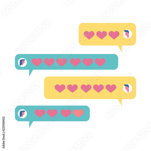 Love chat. Babbles and hearts. amatory messages