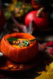pumpkin soup with sage pesto .style rustic