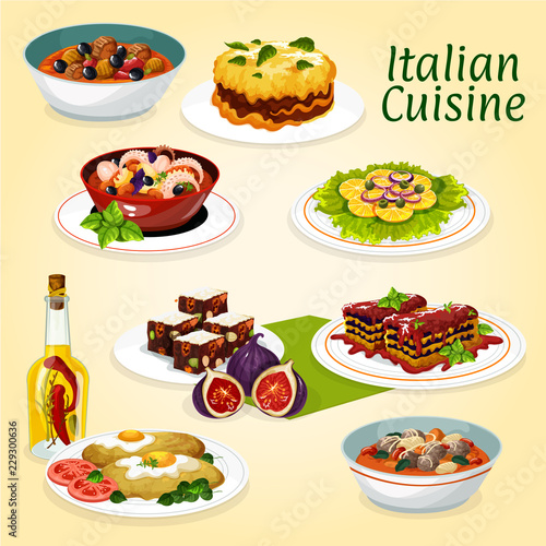 Italian cuisine dinner meals and desserts