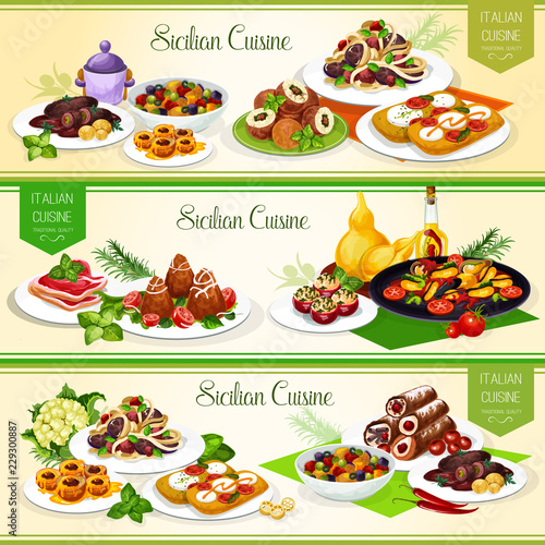 Sicilian italian cuisine dishes and desserts
