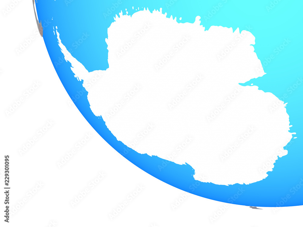 Antarctica with national flag on simple globe.