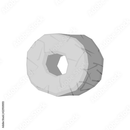 Stone wheel isolated. Prehistoric truck. Stone Age Technology