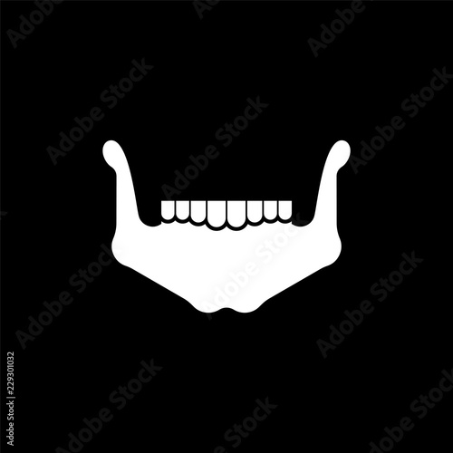 Mandible Lower jaw bone. Skeleton anatomy human. Skeletal system cross section. vector illustration