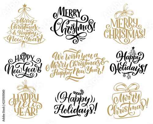 Christmas, New Year holidays lettering quotes