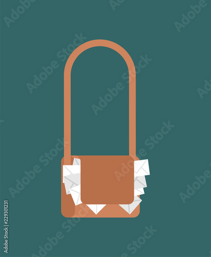 Mail Bag Isolated. Accessory Postman and Letter