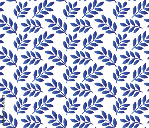 leaves blue pattern