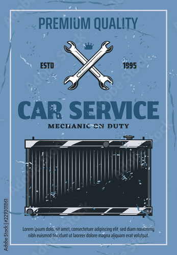Car radiator repair and service, vector