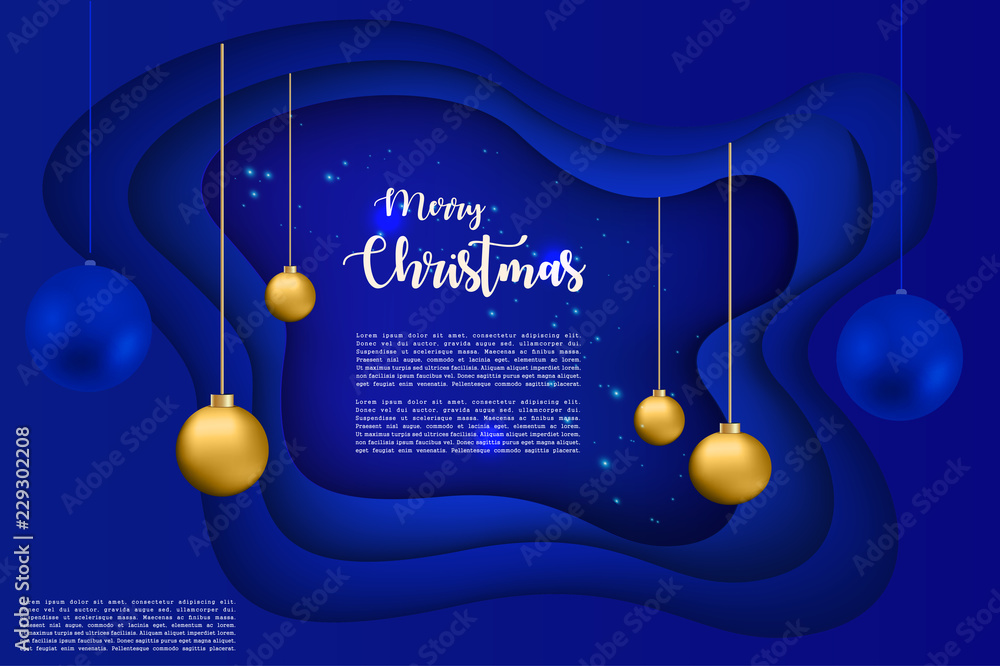 Paper Art Background with ball, christmas concept