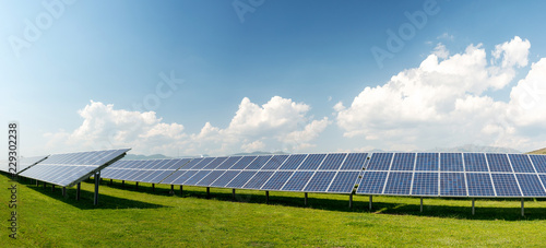 Panoramic view of solar panels, photovoltaics - alternative electricity source photo