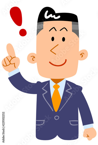 人差し指を立てるビジネスマン_上半身
