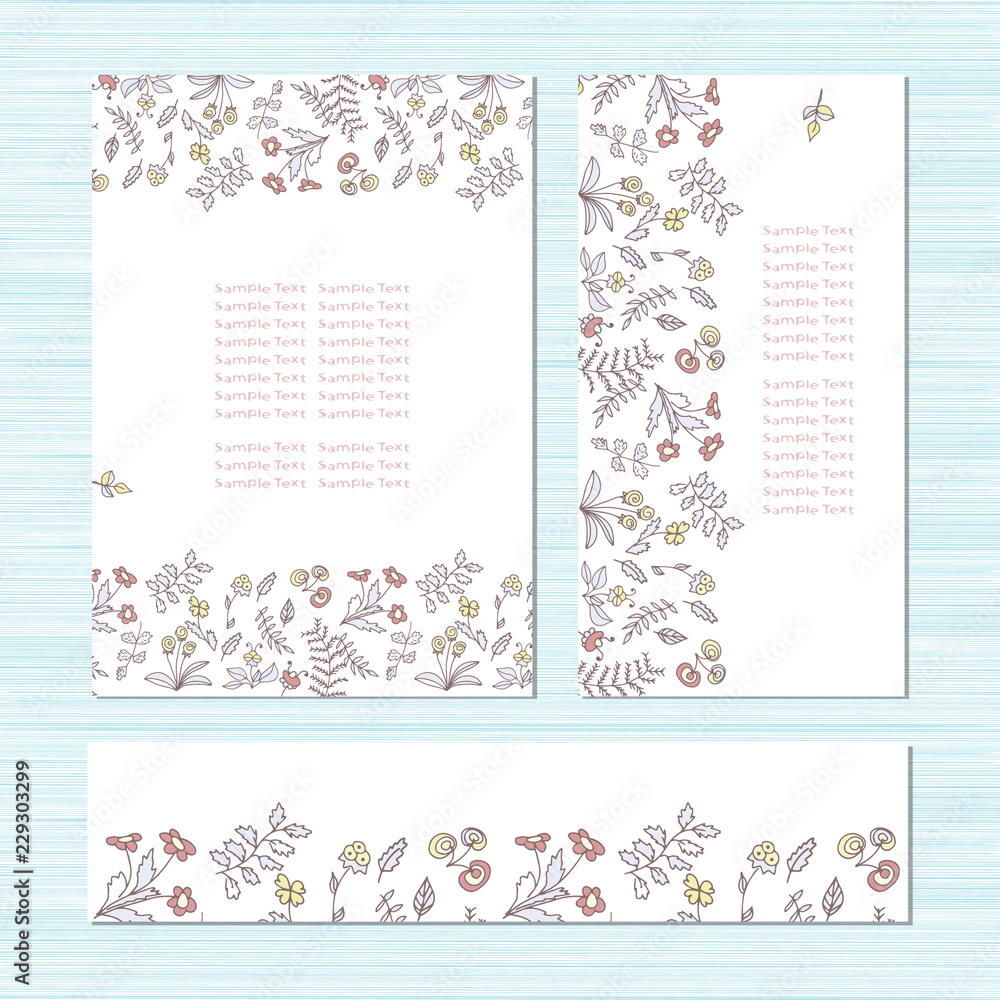 Congratulations, invitation card and envelope. Pattern with flowers for a holiday or a wedding. Sketch. Congratulations, invitation card and envelope. Pattern with flowers for a holiday or a wedding. Sketch.
