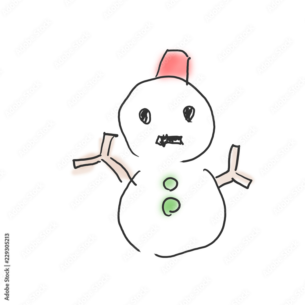 雪だるま クリスマスイメージ落書き風ふんわりイラスト Stock Illustration Adobe Stock