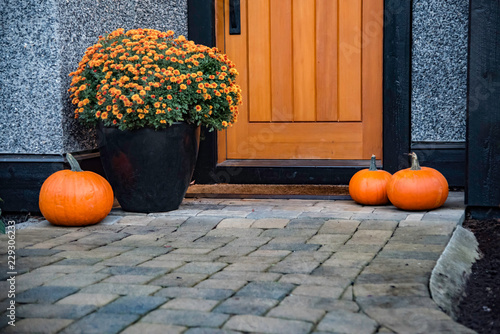 pumpkins on porch