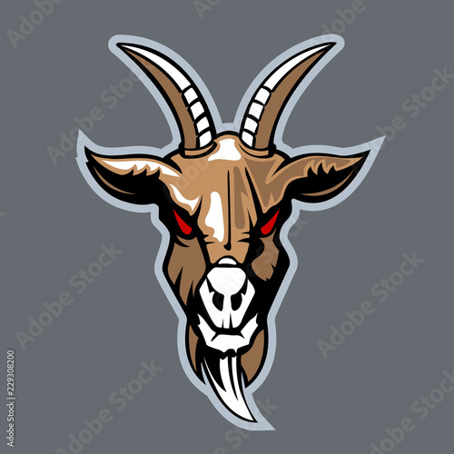 Front view Goat head. Cartoon style.