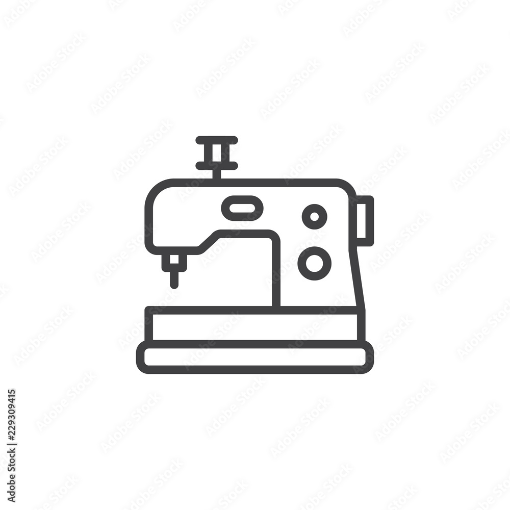 Electric Sewing machine outline icon. linear style sign for mobile concept and web design. Embroidery machine simple line vector icon. Symbol, logo illustration. Pixel perfect vector graphics Electric Sewing machine outline icon. linear style sign for mobile concept and web design. Embroidery machine simple line vector icon. Symbol, logo illustration. Pixel perfect vector graphics