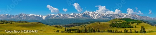 Panoramic landscape of a mountain range © lazurny