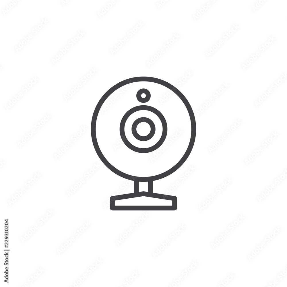 Web camera outline icon. linear style sign for mobile concept and web design. Virtual Chat web camera simple line vector icon. Symbol, logo illustration. Pixel perfect vector graphics Web camera outline icon. linear style sign for mobile concept and web design. Virtual Chat web camera simple line vector icon. Symbol, logo illustration. Pixel perfect vector graphics