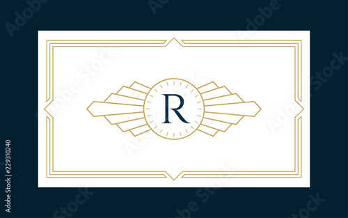 Art Deco Monogram Business & Invitation Card Template