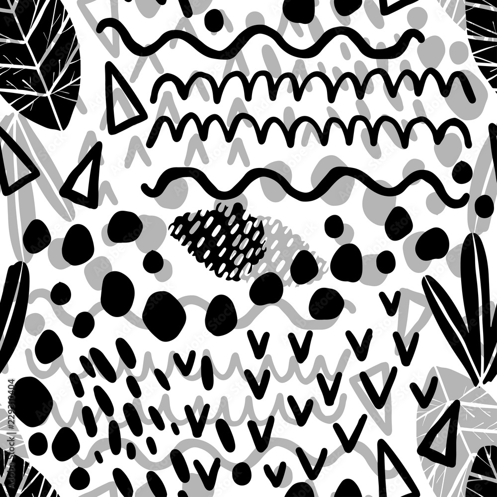 Fototapeta premium Seamless abstract pattern art. Texture with Hand Painted Crossing Brush Strokes for Print. Drawing texture background. Modern graphics.