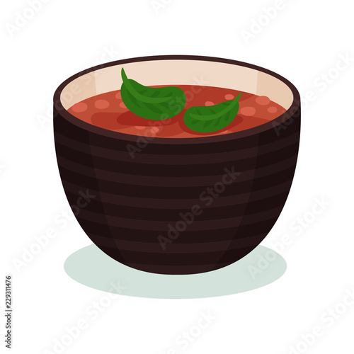 Traditional Indian cuisine dish in a bowl vector Illustration on a white background