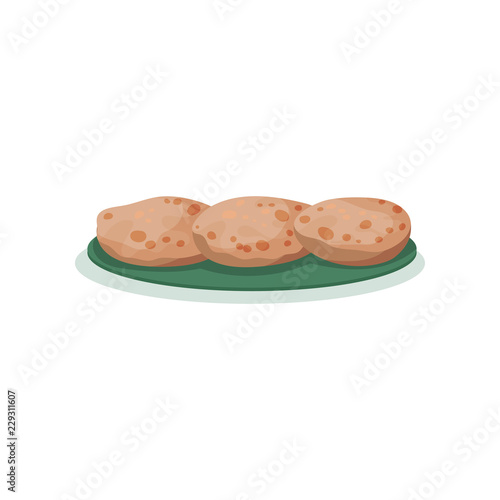 Roti, traditional Indian cuisine food vector Illustration on a white background