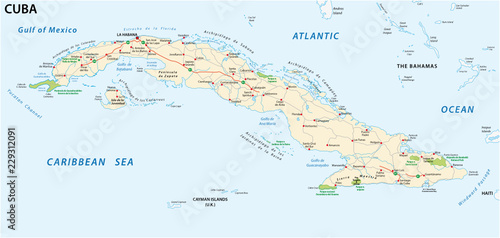 cuba road and national park vector map