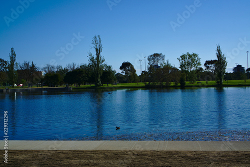 Afternoon view of Albert Park Lake on a Sunday photo