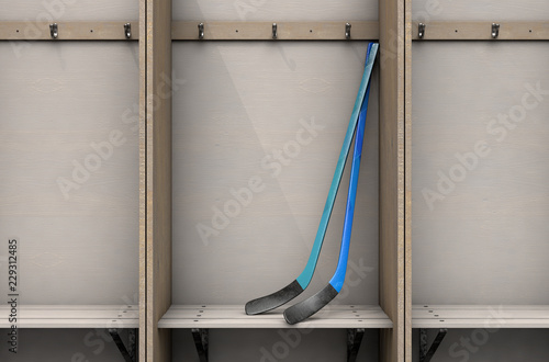 Photography Change Room Cubicles With Hockey Sticks