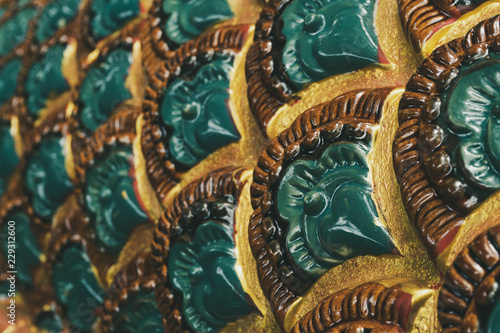 Wallpaper Mural Sculpture pattern of the serpent in Thailand temple. Concept of Thai and Lao cultural beliefs and philanthropy. Torontodigital.ca