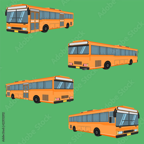 3d thai bus orange transport car vehicle driver fare passenger autobus omnibus coach rail bench chair stool armchair seat mattress bolster hassock pad vector illustration