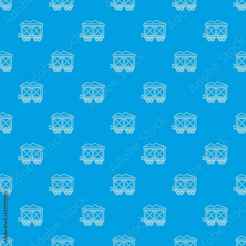 Railway wagon pattern vector seamless blue repeat for any use