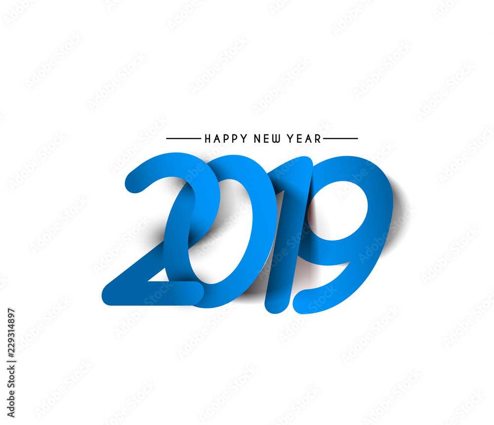 Happy New Year 2019 Text Design Patter, Vector illustration. Happy New Year 2019 Text Design Patter, Vector illustration.