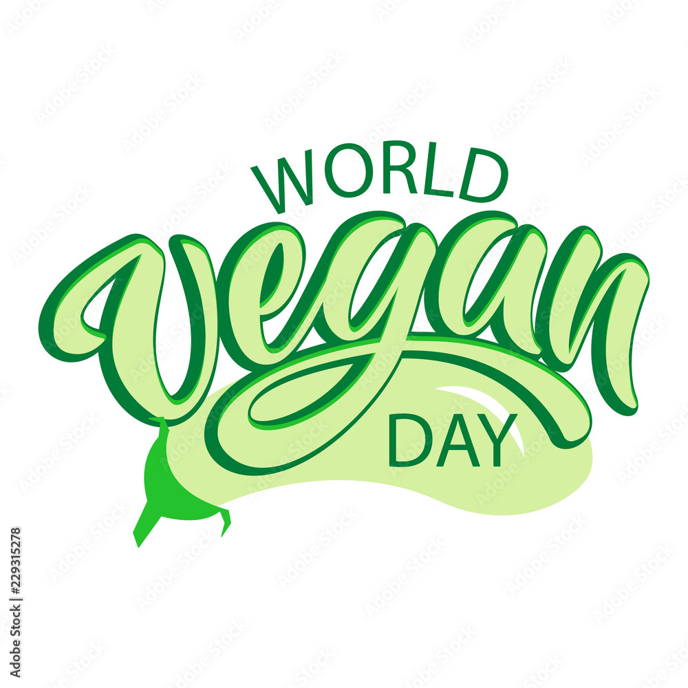 World vegan day typography lettering World vegan day typography lettering