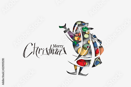 Christmas Background - Funny Santa Claus isolate white background, vector illustration
