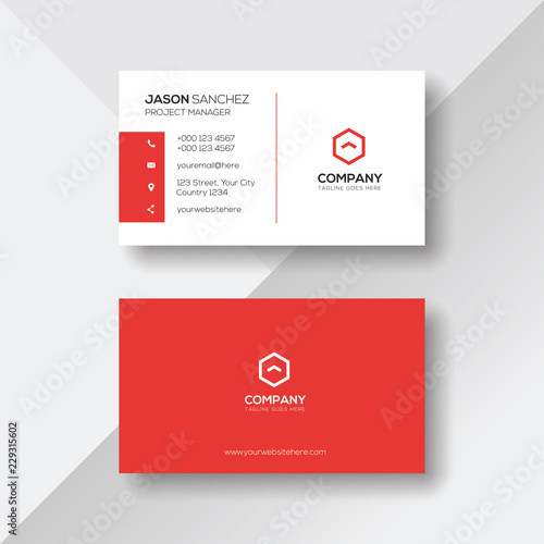 Simple and Clean Red and White Business Card Template