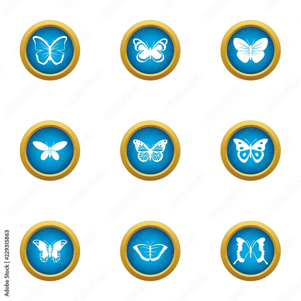 Pipistrelle icons set. Flat set of 9 pipistrelle vector icons for web isolated on white background Pipistrelle icons set. Flat set of 9 pipistrelle vector icons for web isolated on white background