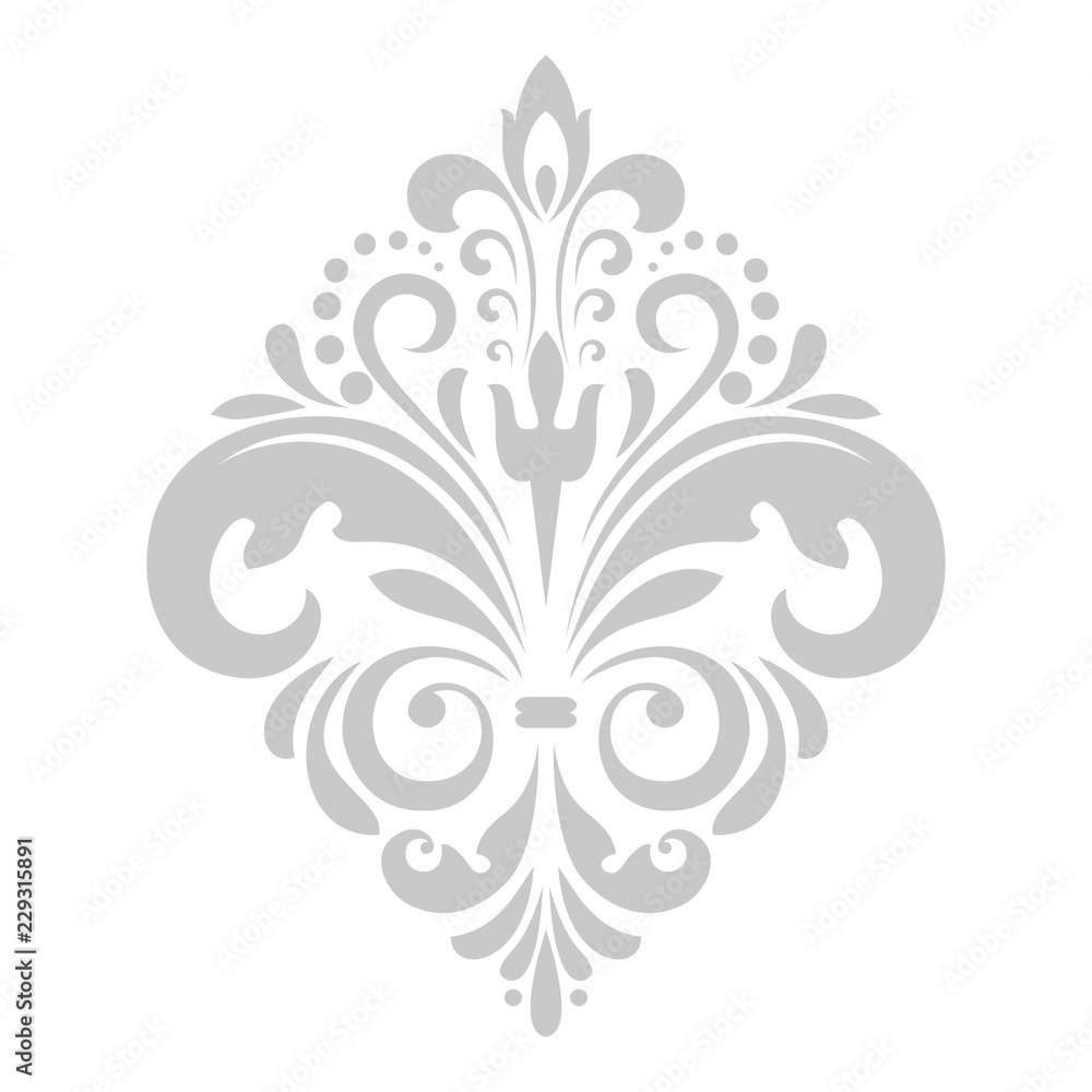 Damask graphic ornament. Floral design element. Grey vector pattern Damask graphic ornament. Floral design element. Grey vector pattern
