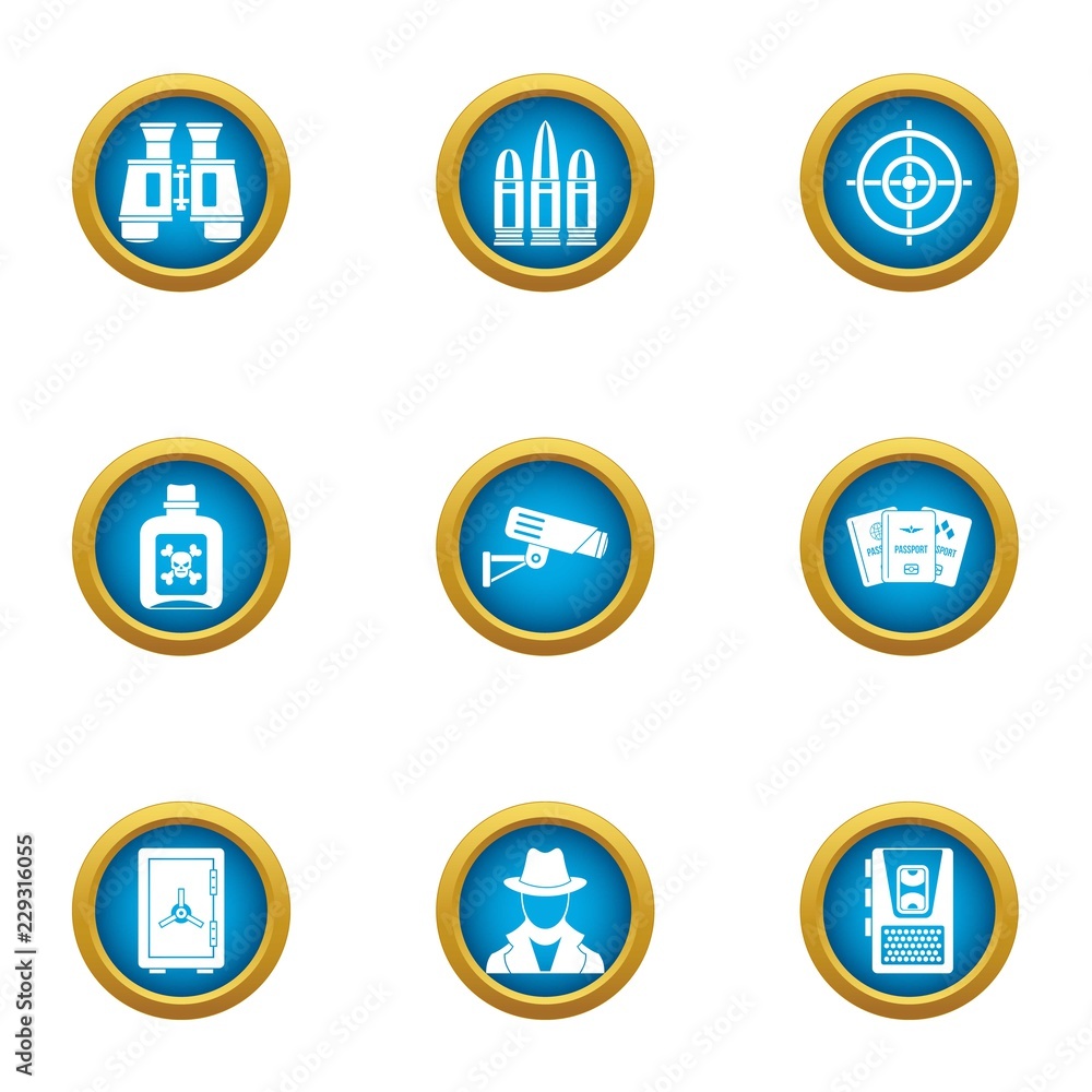 Obraz premium Peep icons set. Flat set of 9 peep vector icons for web isolated on white background