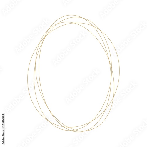 geometric oval frame ornament decoration vector line outline gold element