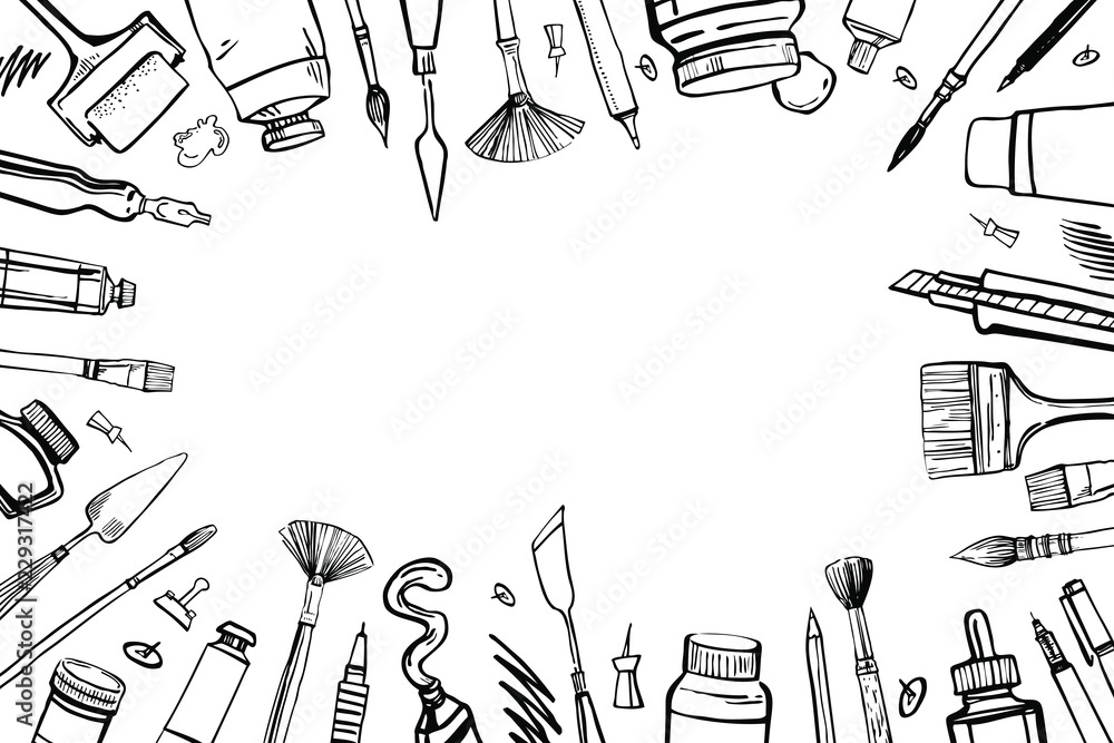 Hand Drawn Art Tools Design Elements, Sign Drawing, Hand Drawing, Art Tools  PNG Transparent Clipart Image and PSD File for Free Download