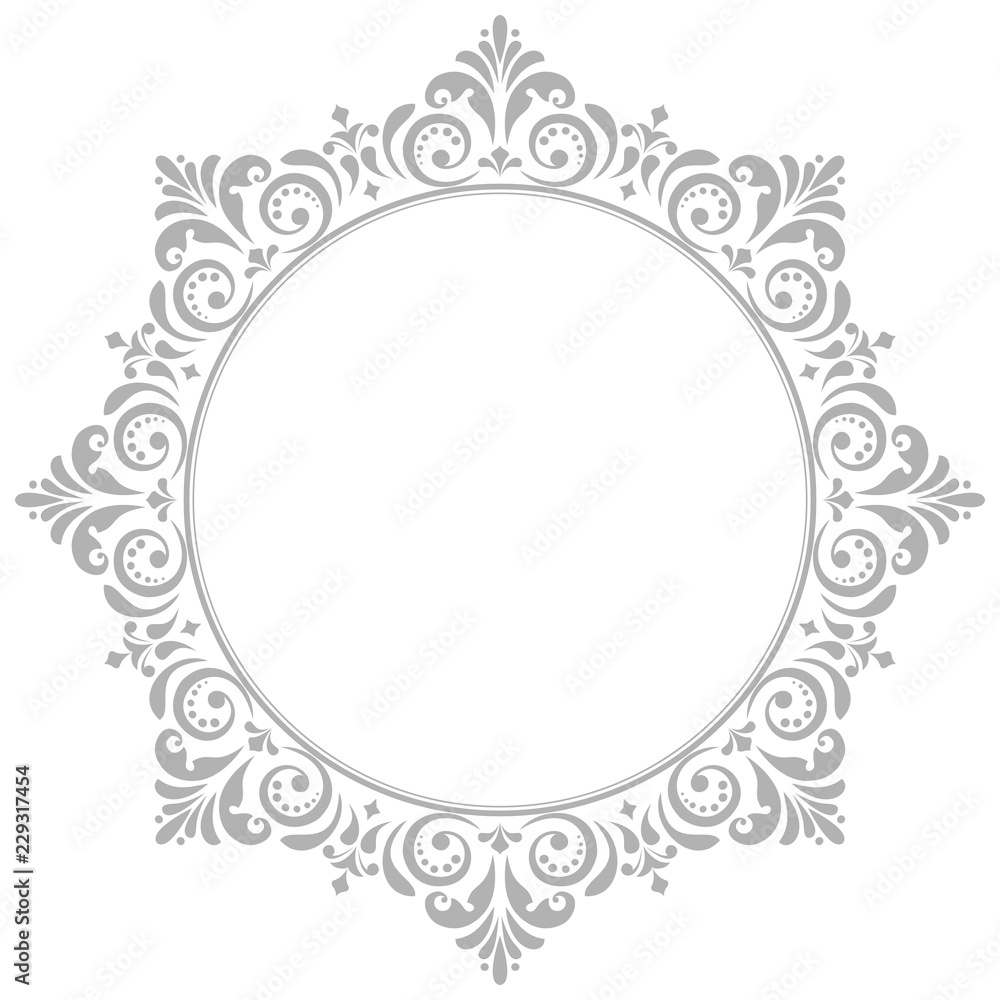 Decorative frame Elegant vector element for design in Eastern style, place for text. Floral grey border. Lace illustration for invitations and greeting cards