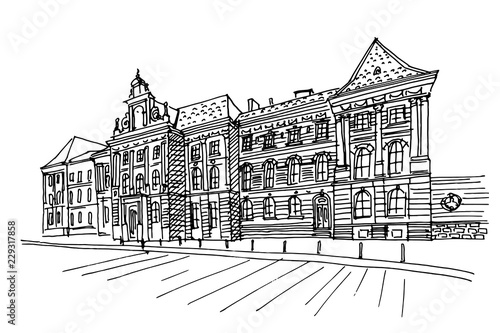 Vector sketch of street scene in Zagreb, Croatia.