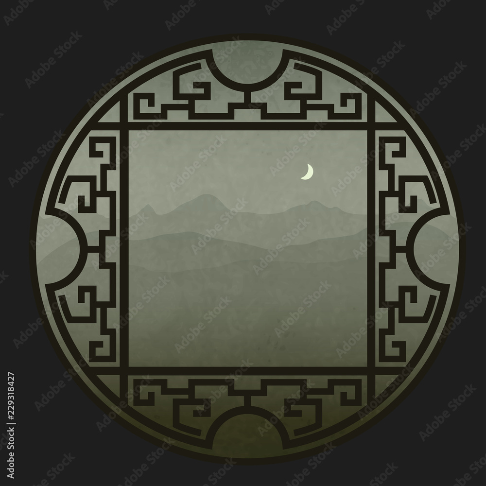 Fototapeta premium The Landscape Outside Window, The Chinese Window Frame