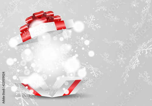 ベクター、クリスマスのプレゼントと雪の結晶の背景