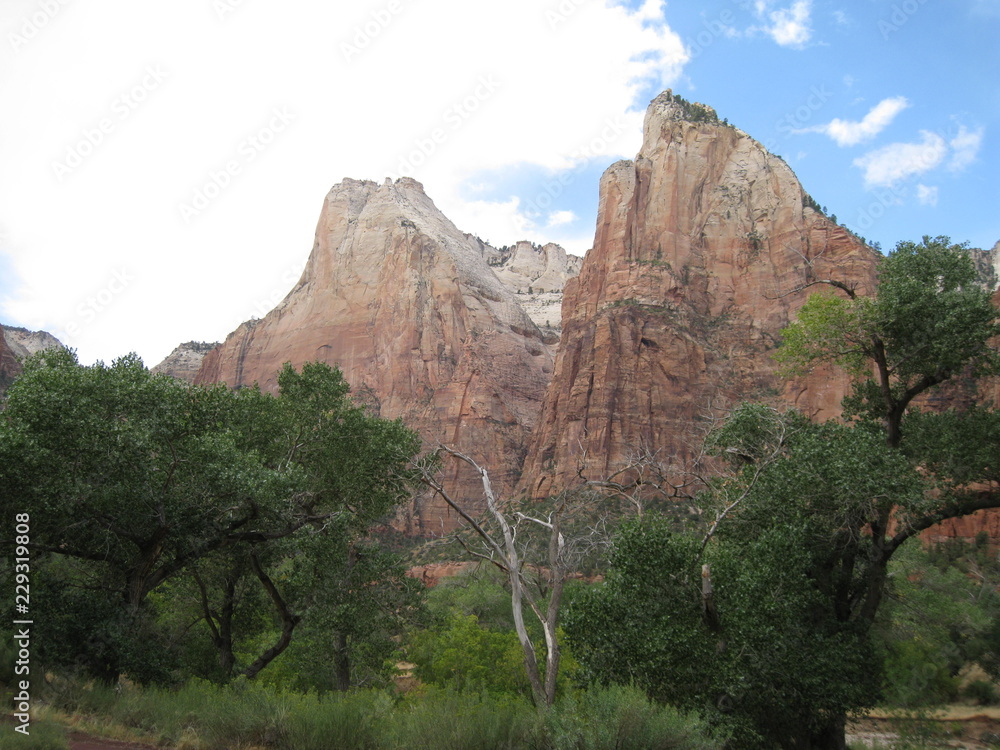 Mountains and clouds in Zion National Park 