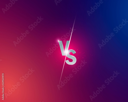 Blue neon versus logo vs letters for sports and fight competition. Battle vs match, game concept competitive vs. Vector illustration