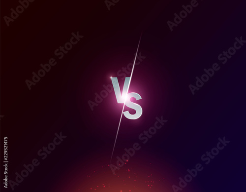 Blue neon versus logo vs letters for sports and fight competition. Battle vs match, game concept competitive vs. Vector illustration