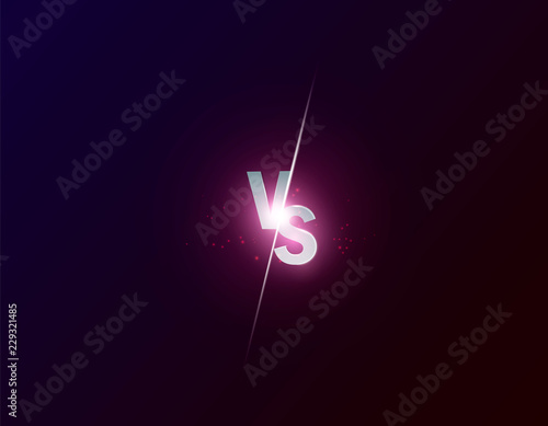Blue neon versus logo vs letters for sports and fight competition. Battle vs match, game concept competitive vs. Vector illustration