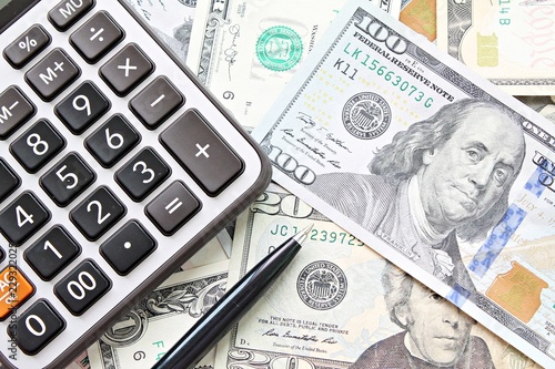Fotografie Business, finance, investment, accounting, taxes or money exchange concept : top