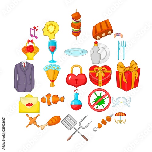 Glad icons set. Cartoon set of 25 glad vector icons for web isolated on white background